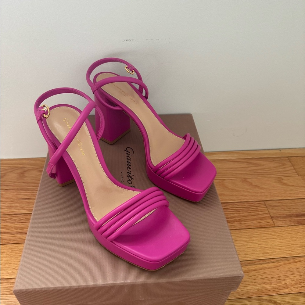 GIANVITO ROSSI Pink Lena Platform Sandal Size 38.